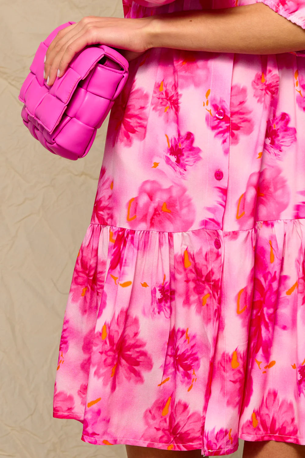 Imogene Sh. Dress Pink White Flower Mix