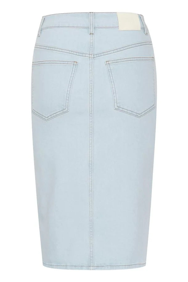Gestuz DeniaGZ HW Midi Skirt Light Blue Washed - hvittrad.no