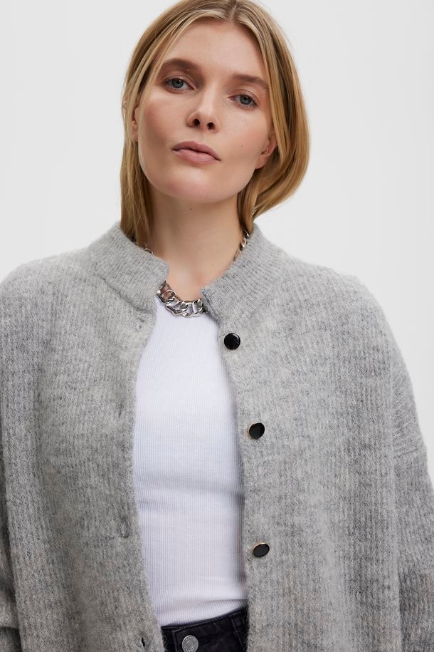 AlphaGZ Short Cardigan Light Grey Melange