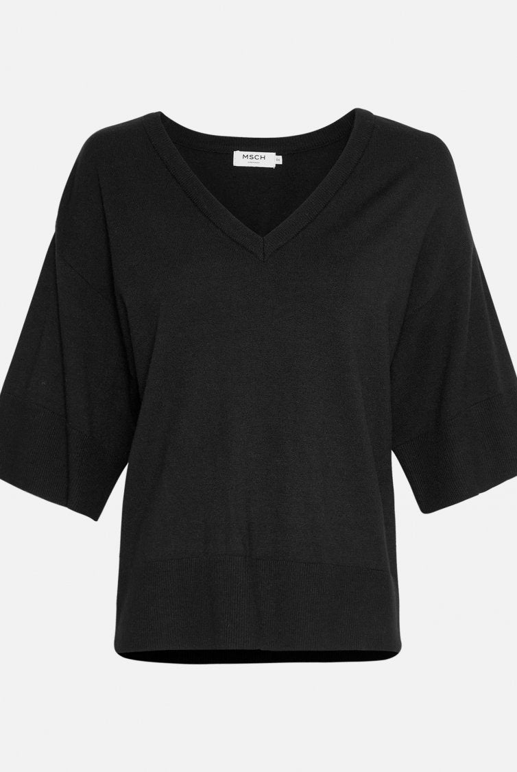 MSCH Copenhagen Eslina Rachelle 2/4 V Pullover Black - hvittrad.no