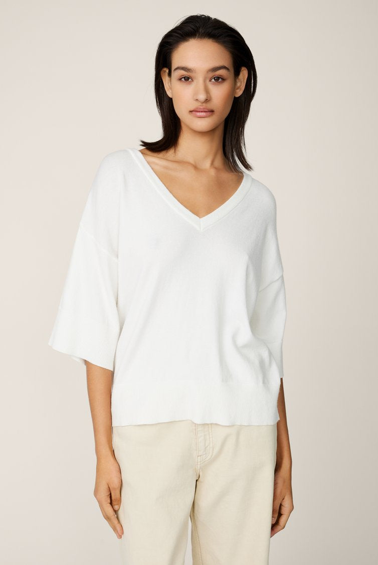 MSCH Copenhagen Eslina Rachelle 2/4 V Pullover Egret - hvittrad.no