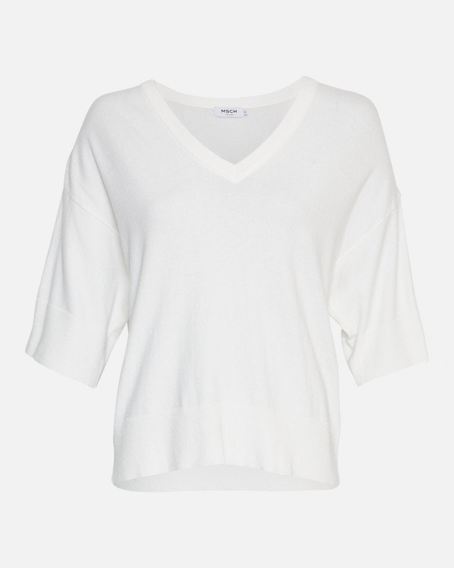 MSCH Copenhagen Eslina Rachelle 2/4 V Pullover Egret - hvittrad.no