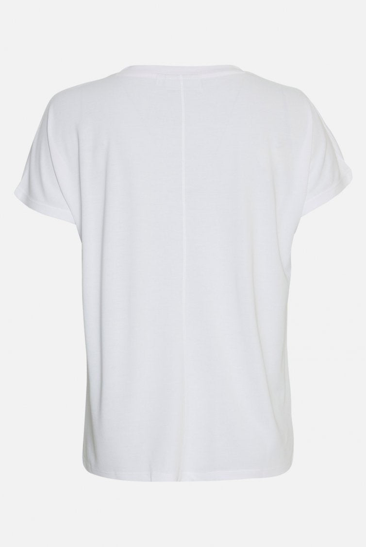 MSCH Copenhagen Fenya Modal V Neck Tee Optical Snow - hvittrad.no