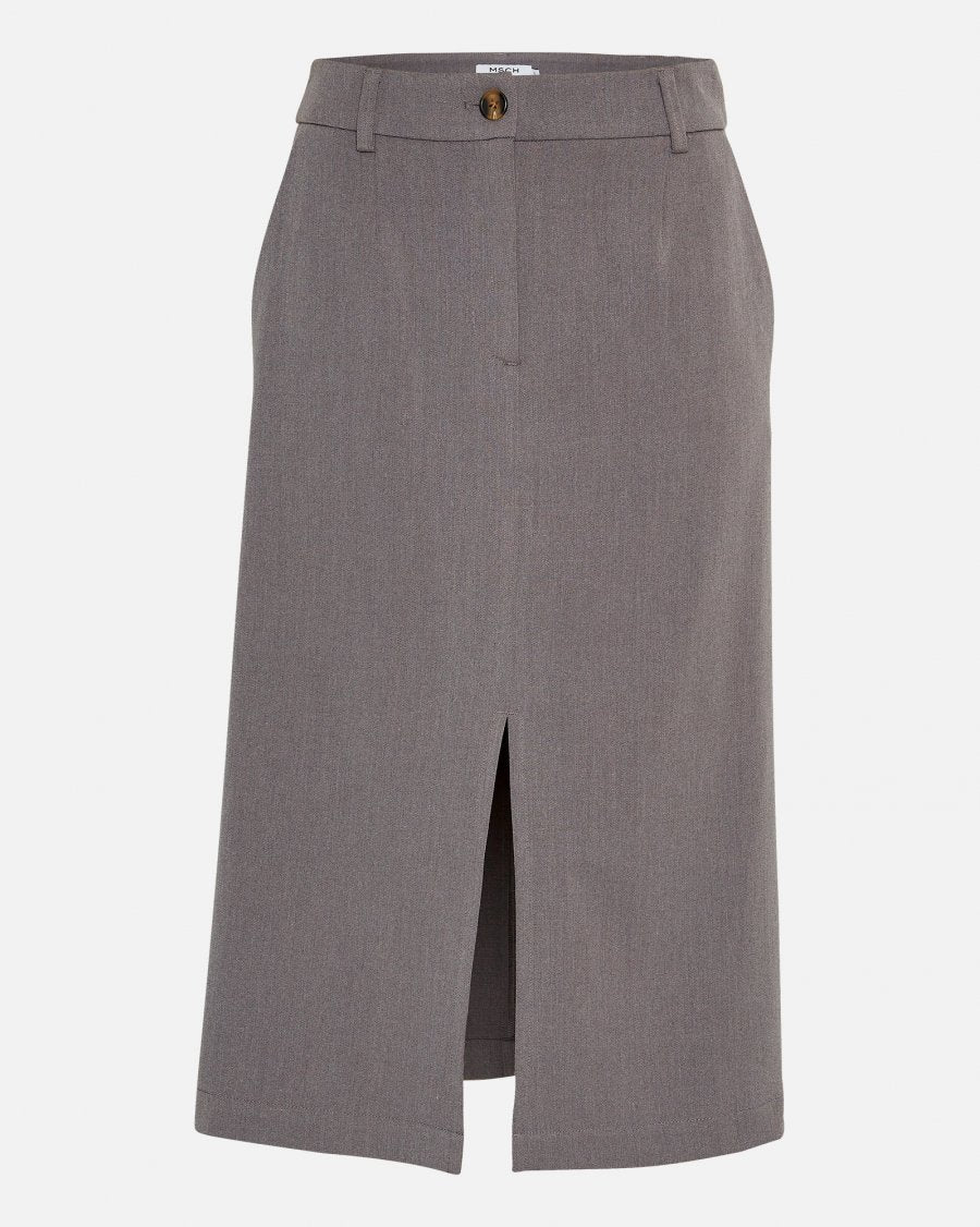 Moss Copenhagen Henrika Skirt Grey Melange - hvittrad.no