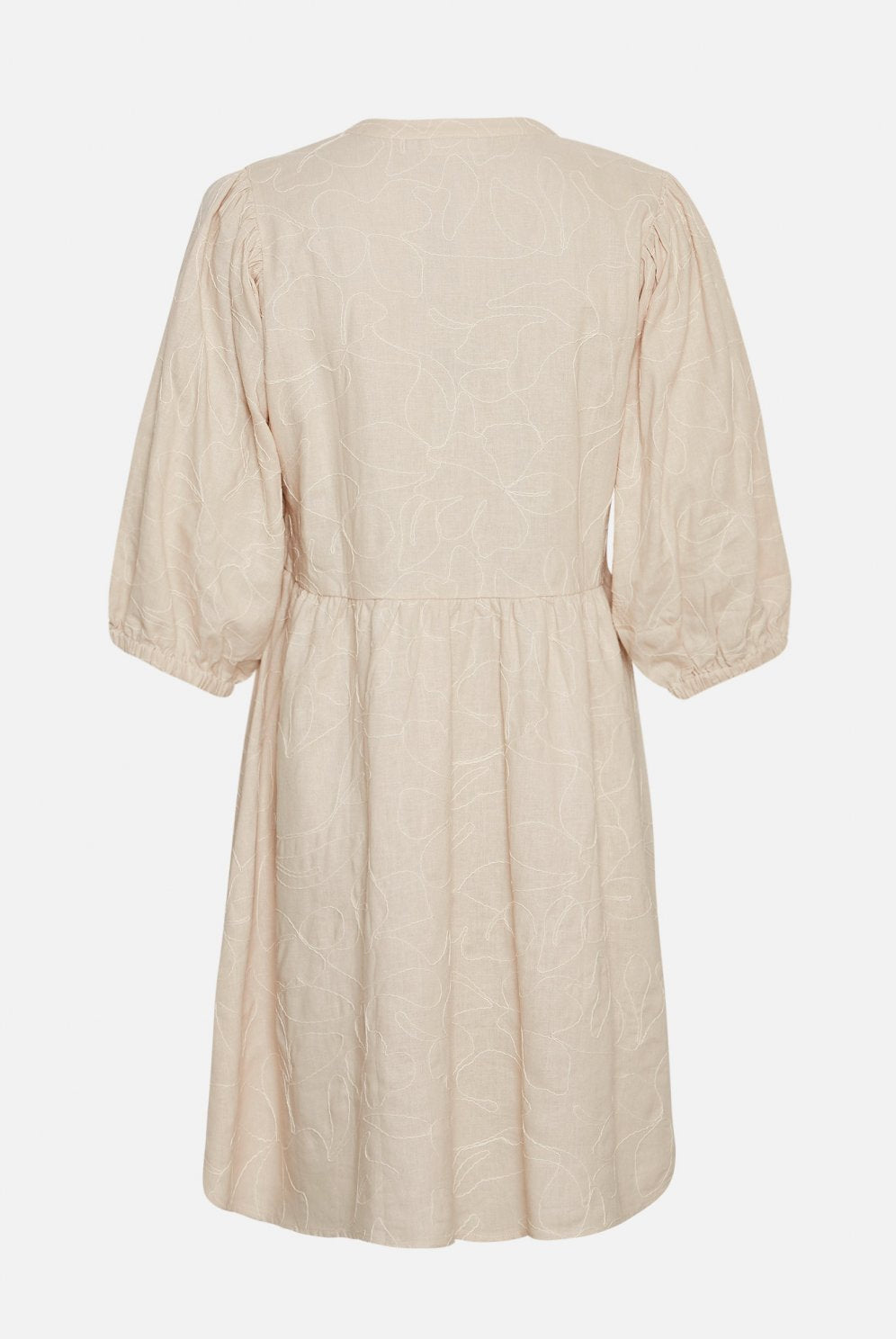 MSCH Copenhagen Ilektra 3/4 Dress EMB Oatmeal - hvittrad.no