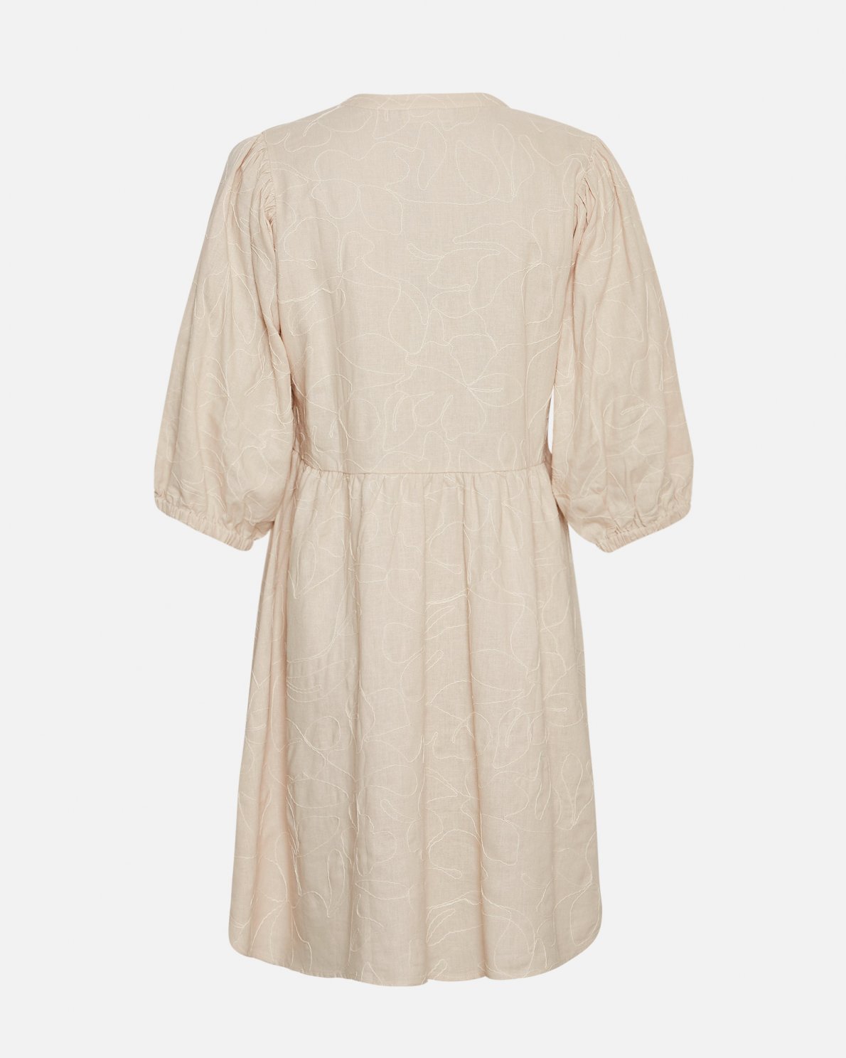 MSCH Copenhagen Ilektra 3/4 Dress EMB Oatmeal - hvittrad.no