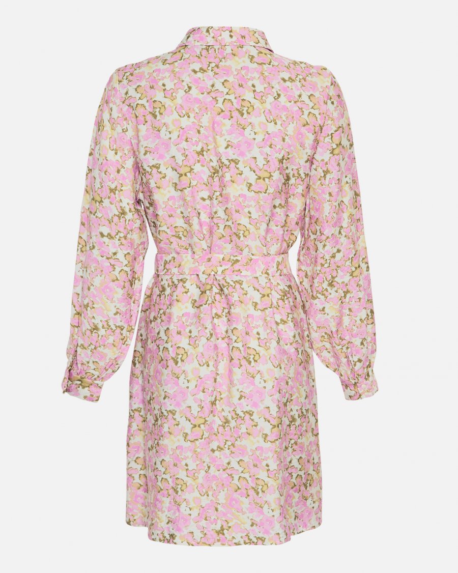 MSCH Copenhagen Nathalina Ladonna Shirt Dress AOP Vio Tulle Flower - hvittrad.no