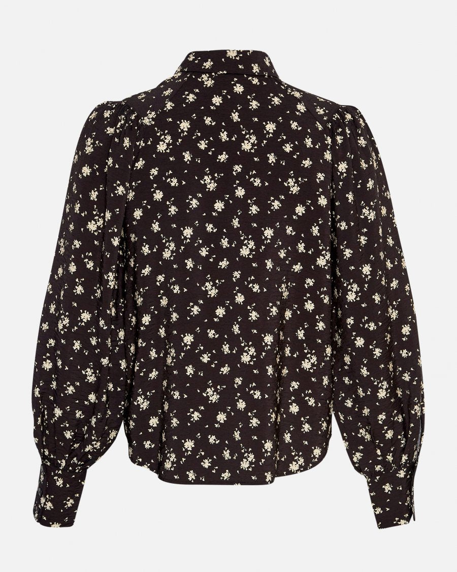 MSCH Copenhagen Nathasia Ladonna Shirt AOP Black Flower- hvittrad.no