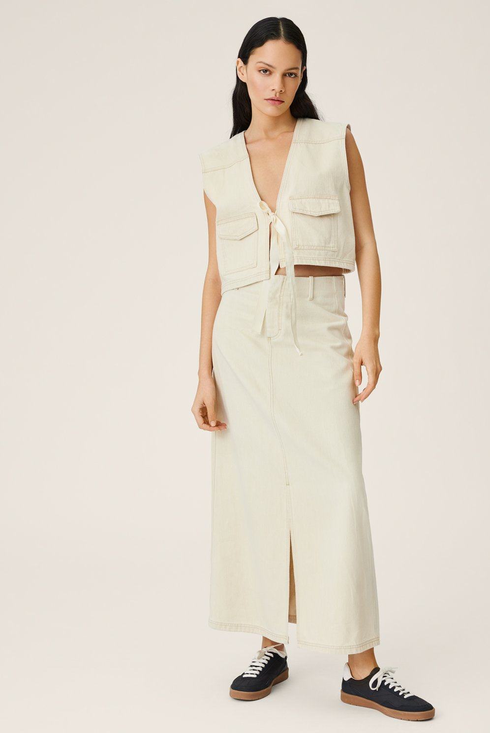 MSCH Copenhagen Phelina Ida HW Denim Skirt Oatmeal - hvittrad.no