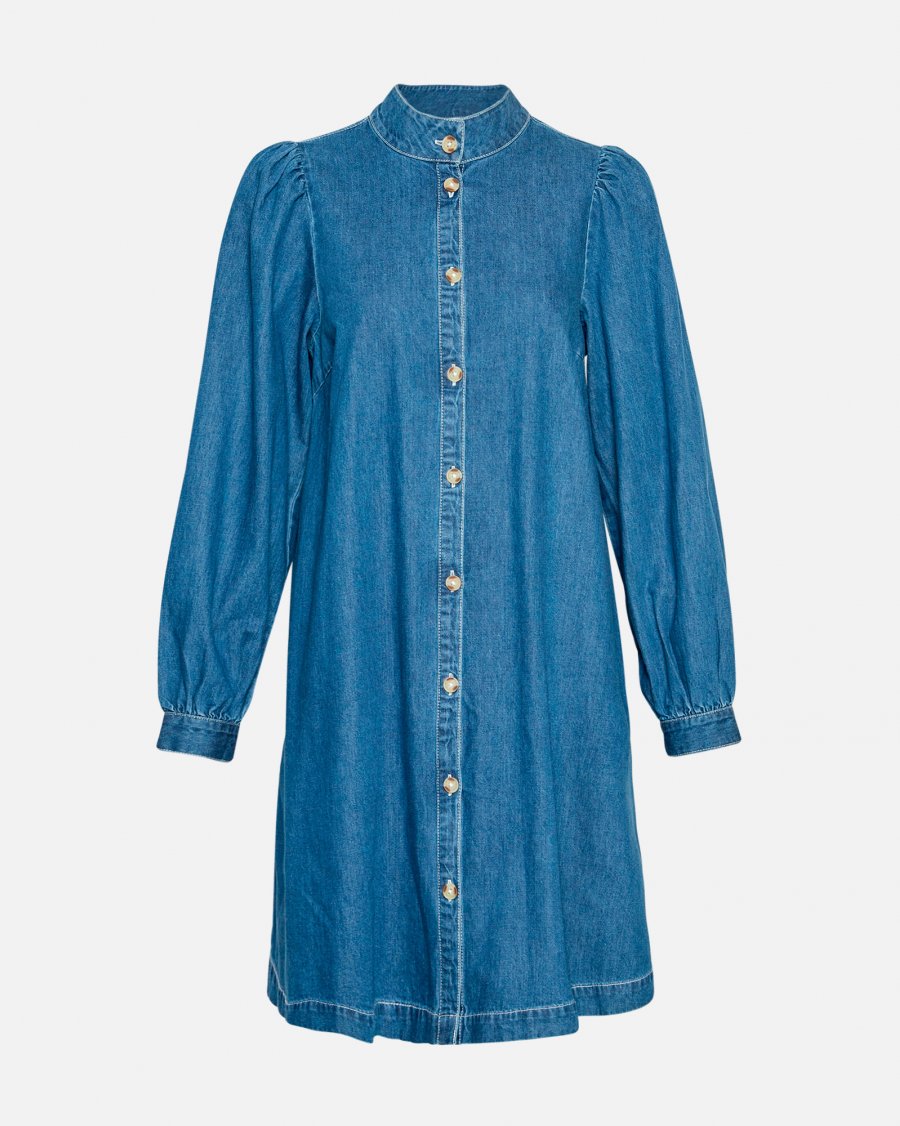 MSCH Copenhagen Shayla Shirt Dress Mid Blue - hvittrad.no