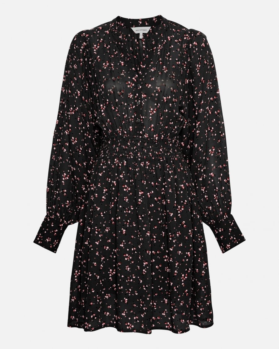 MSCH Copenhagen Orabella Dress AOP Black Flower - hvittrad.no