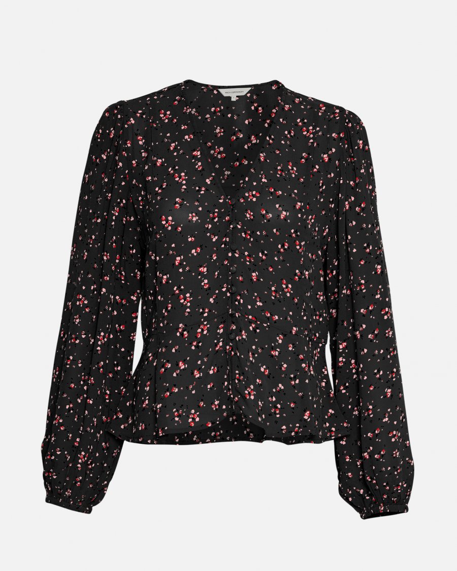MSCH Copenhagen Orabella Shirt AOP Black Flower - hvittrad.no