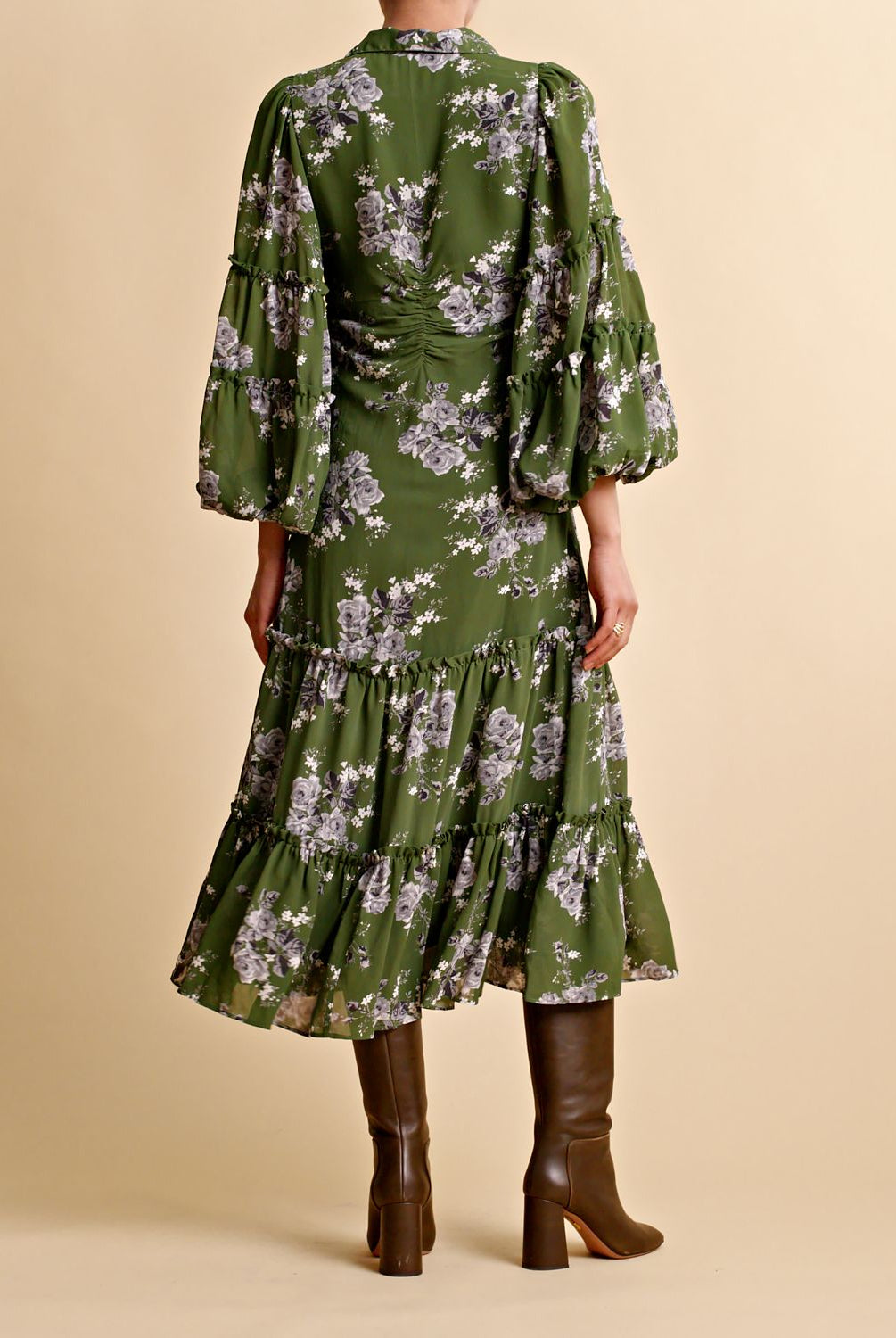 byTiMo Spring Shirt Dress Green Rose - hvittrad.no