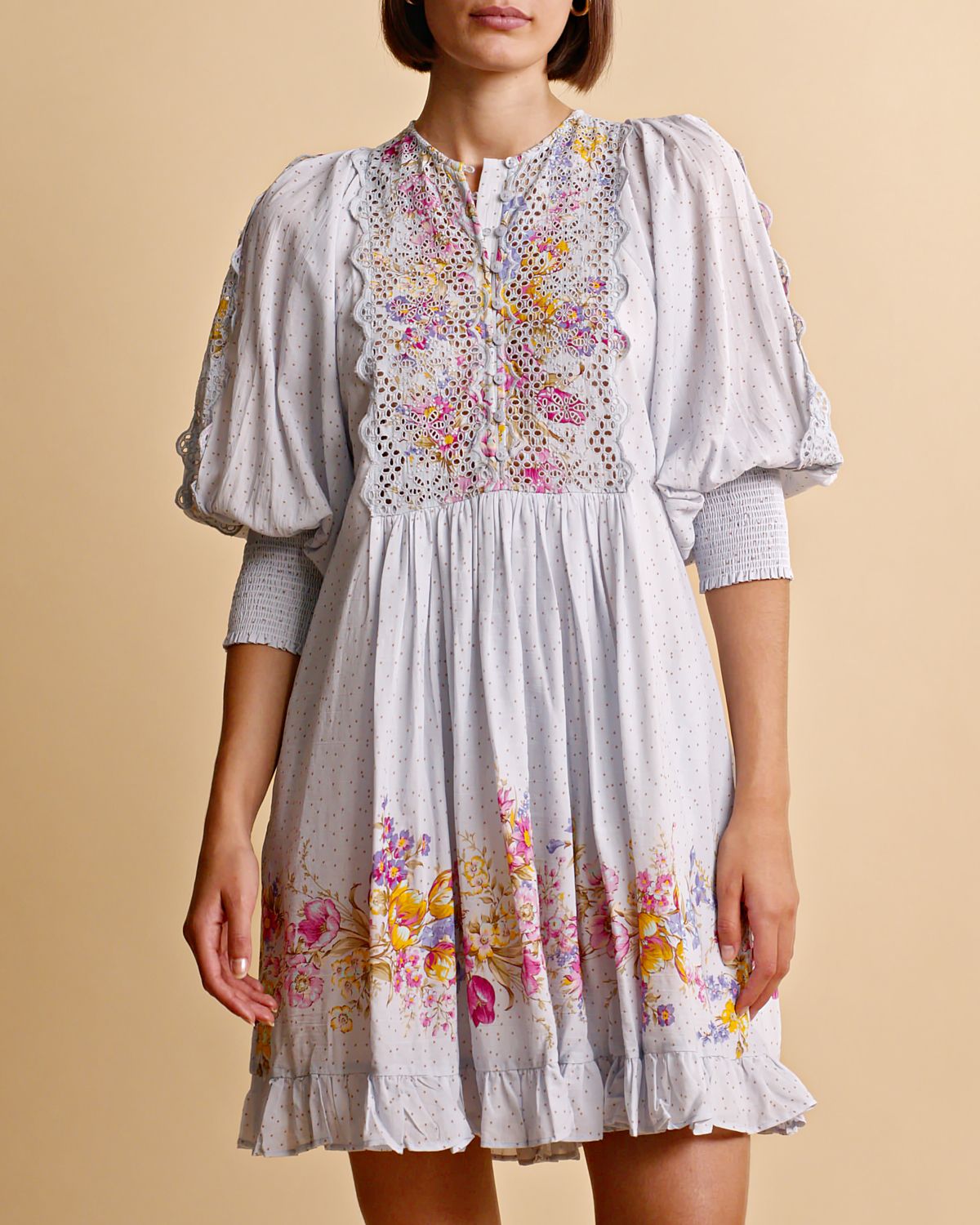 byTiMo Cotton Slub Shift Dress Flower Market - hvittrad.no