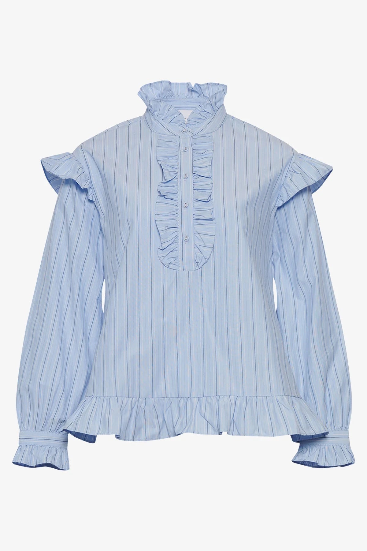 Noella Sally Blouse Light Blue Stripe - hvittrad.no