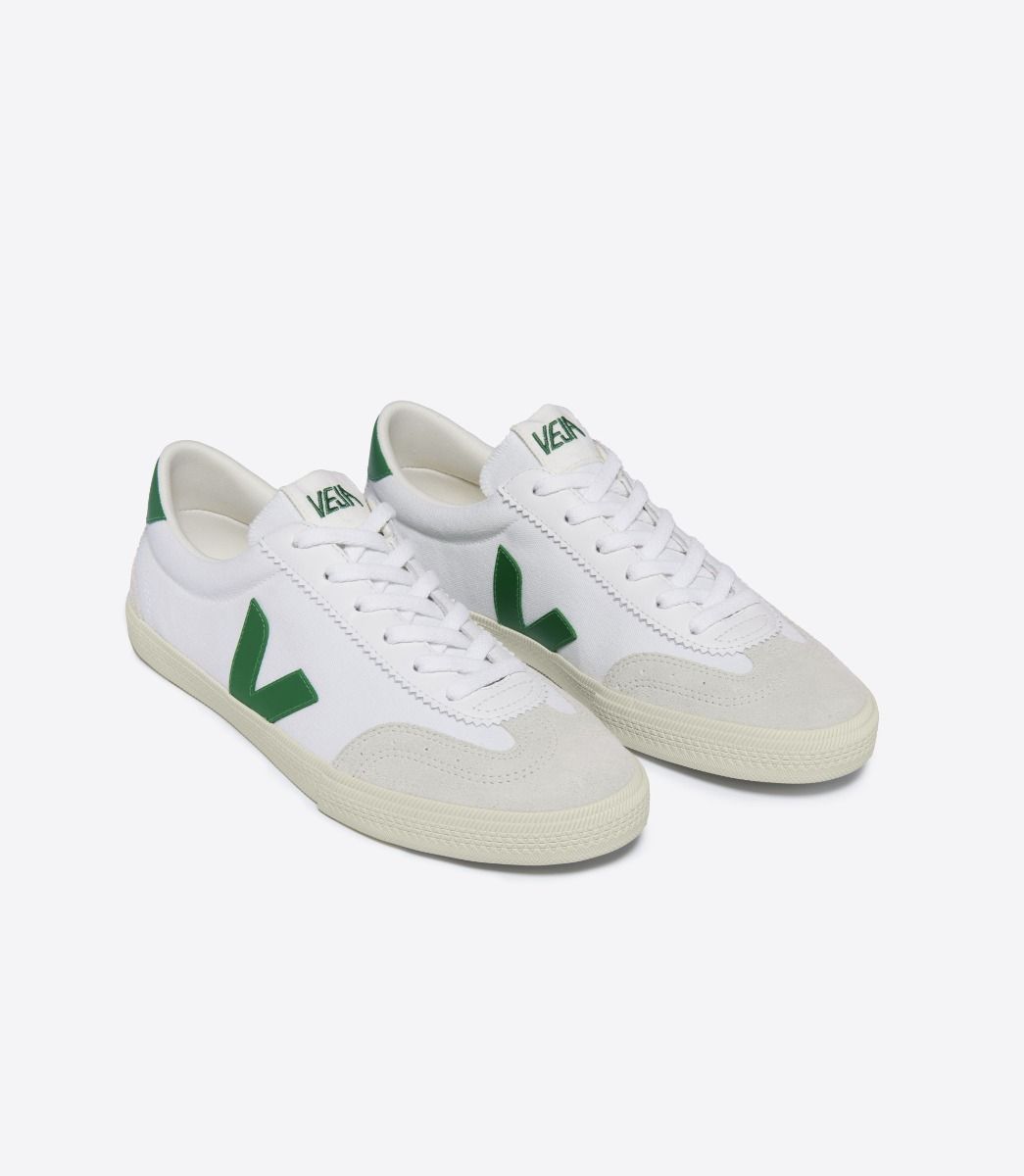Veja Volley Canvas White Emeraude - hvittrad.no
