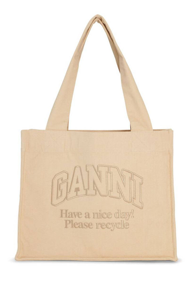 Ganni Large Easy Shopper Buttercream - hvittrad.no