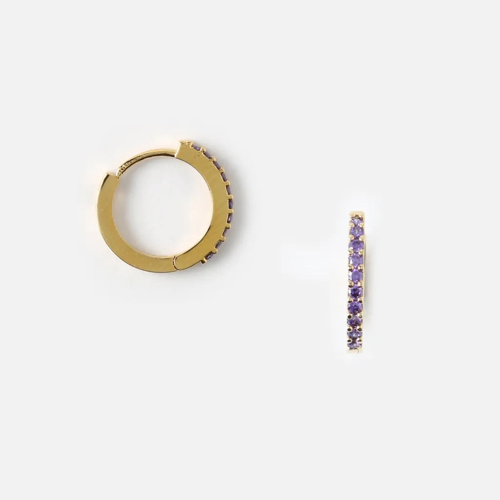 Mini Pave Hoop Earrings Gold w/CZ