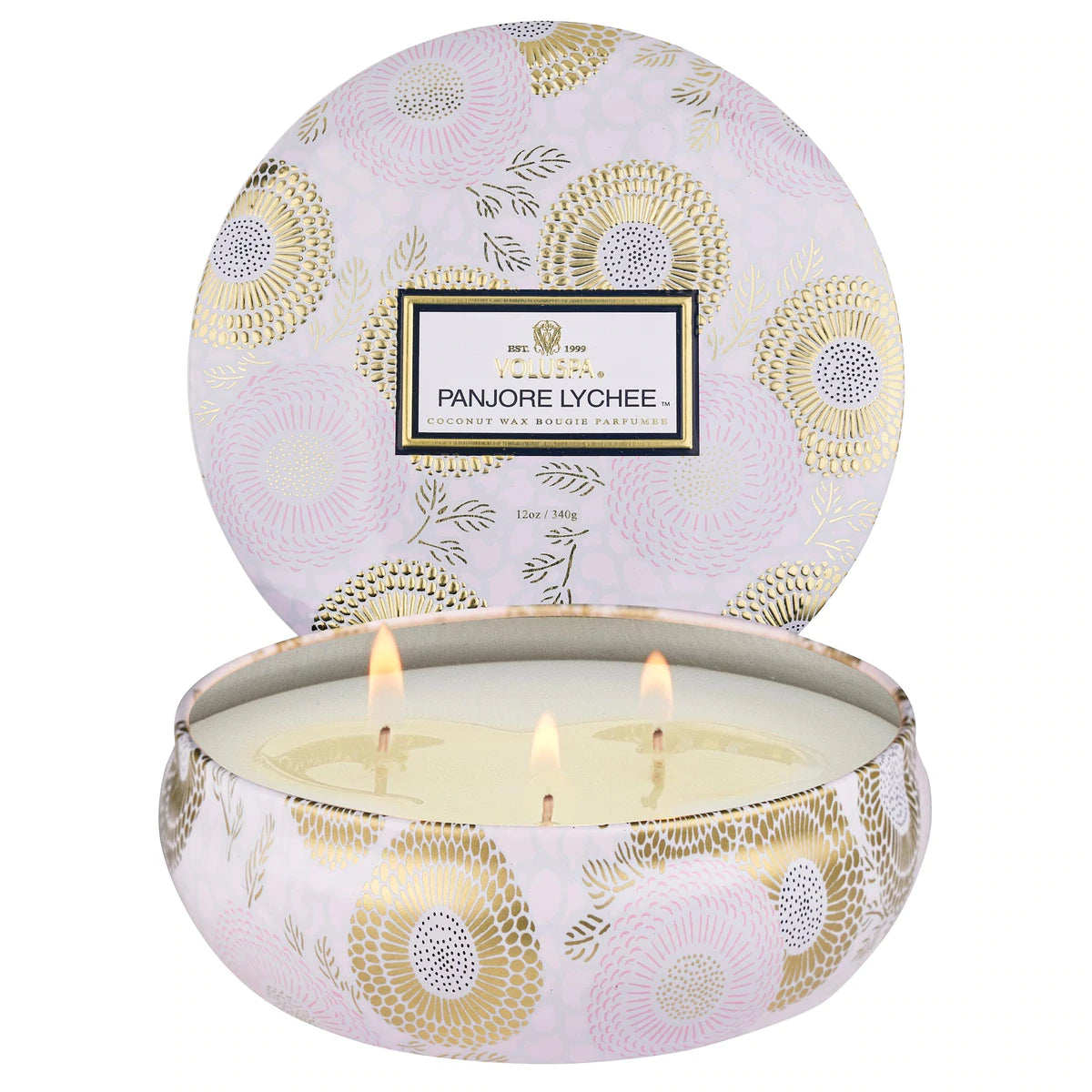 3-Wick Tin Candle – Panjore Lychee 340g