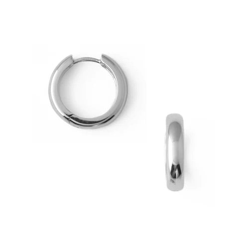Domed Clean Small Hoop Earrings Silver