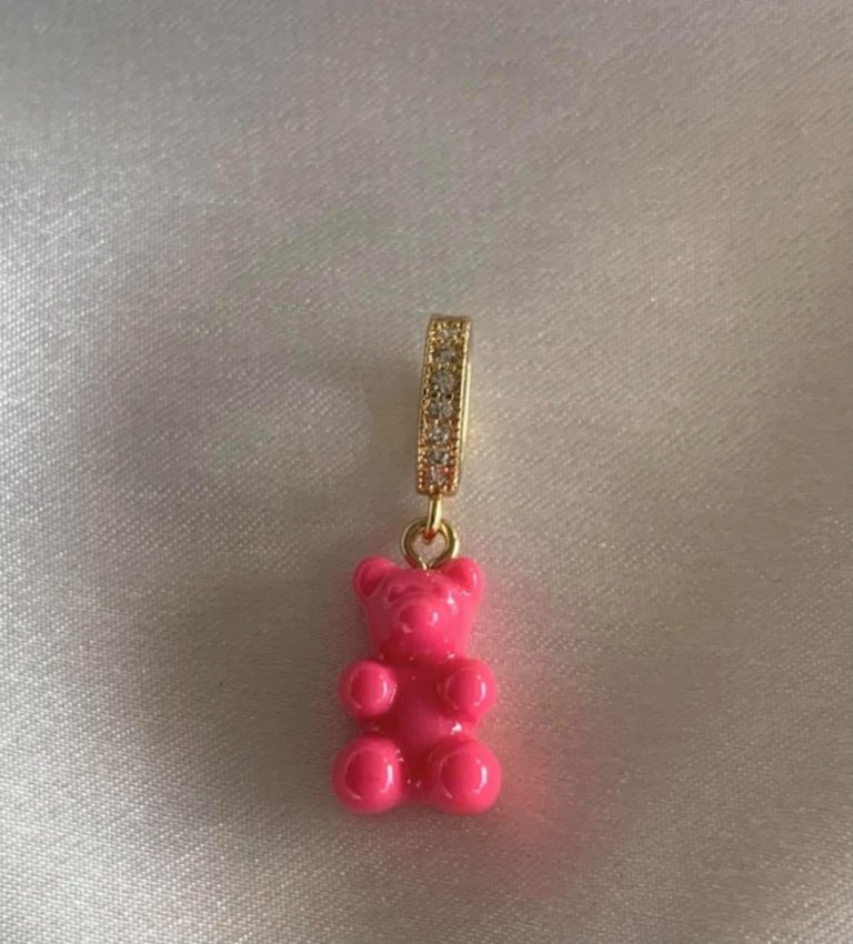 Nostalgia Bear w/Pave Connector – Hot Pink