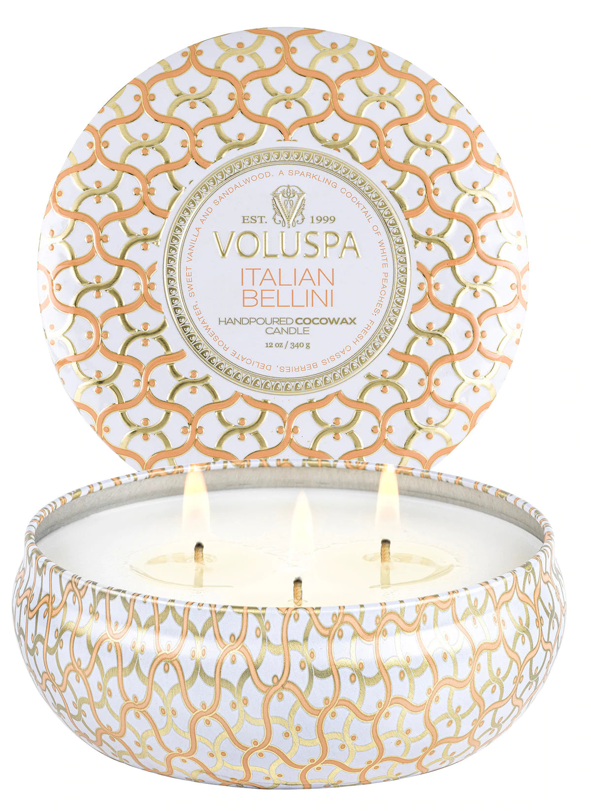 3-Wick Tin Candle – Italian Bellini 340g
