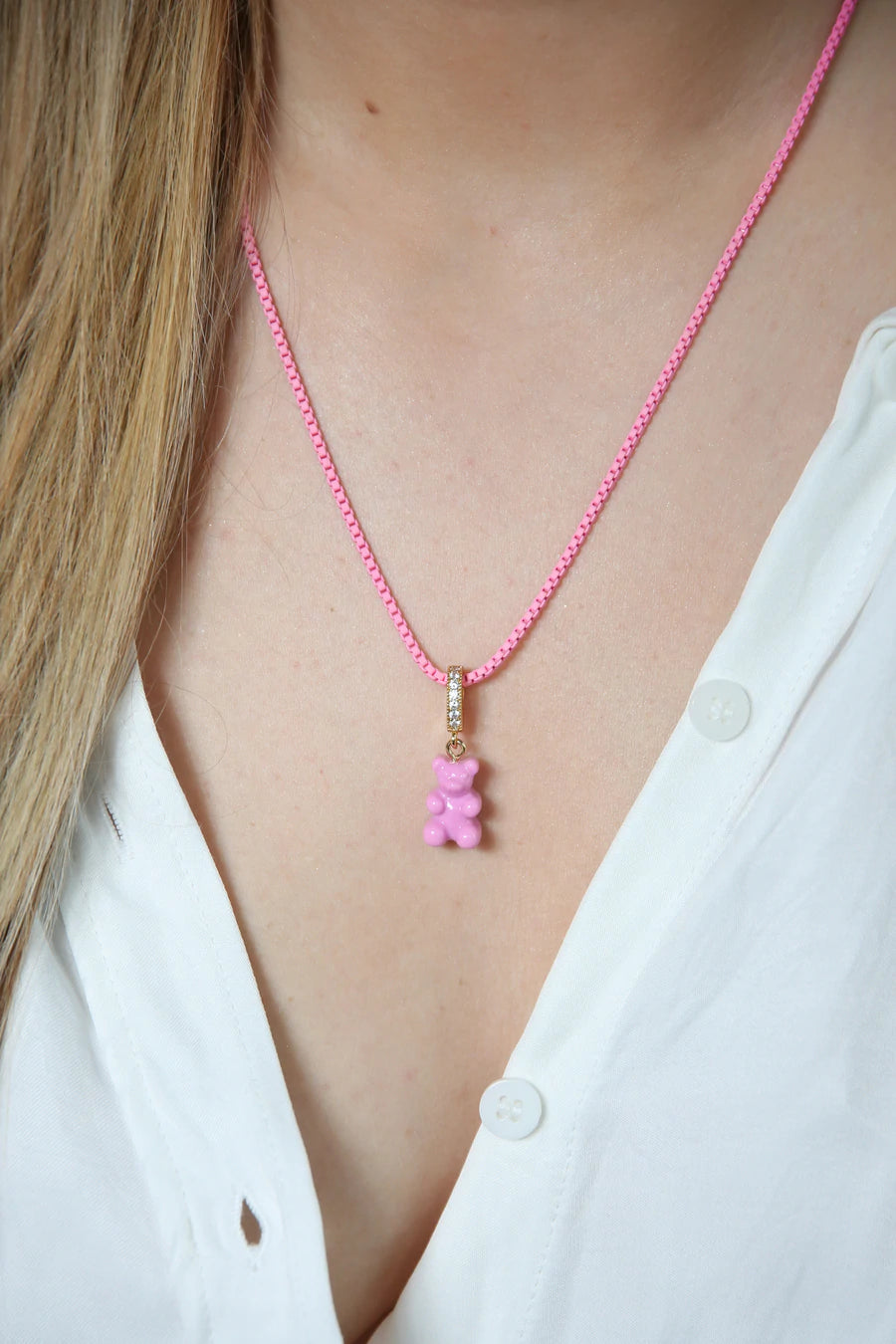 Nostalgia Bear w/Pave Connector – Candy Pink