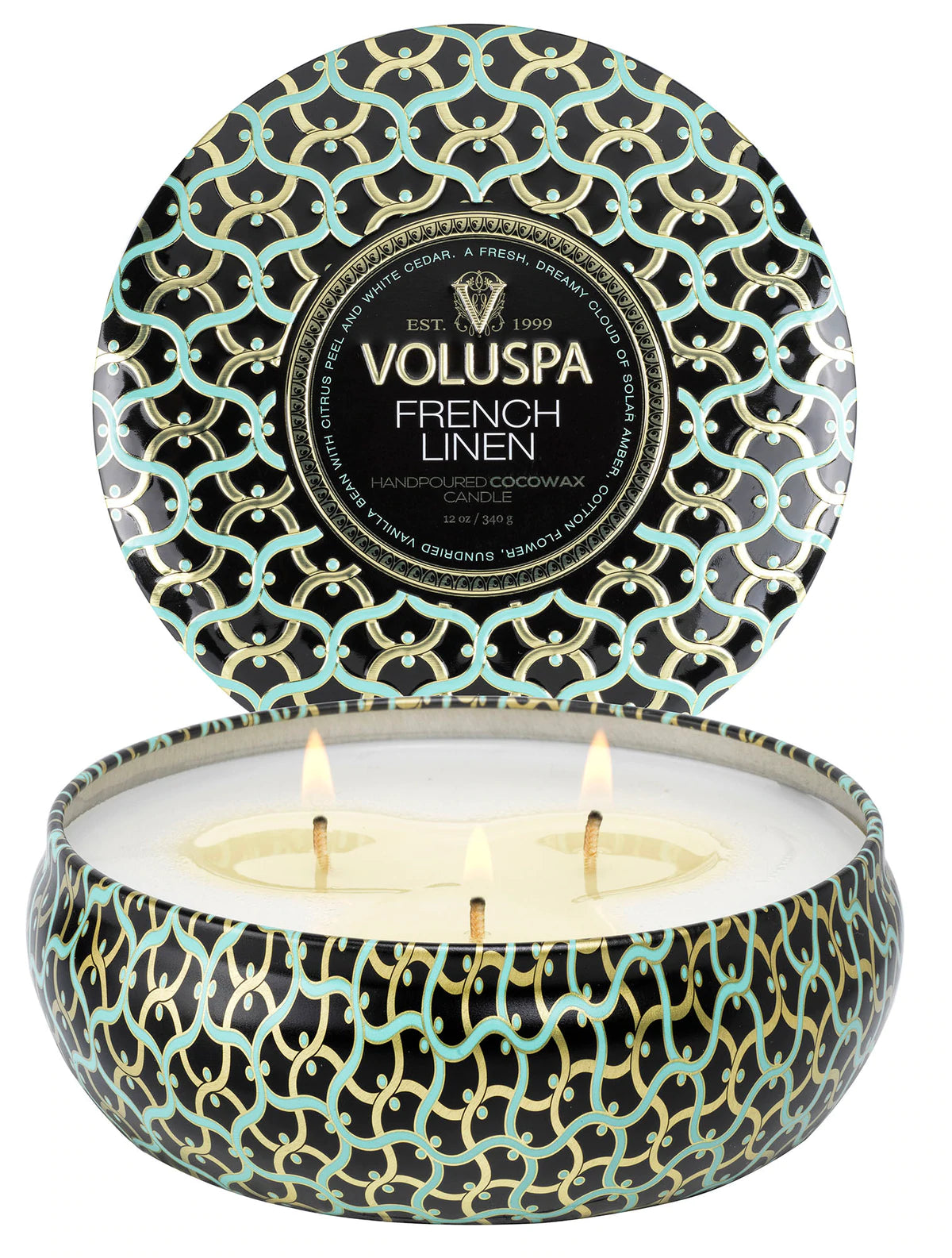 3-Wick Tin Candle – French Linen 340g