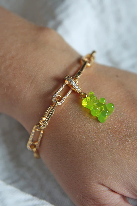 Nostalgia Bear w/Pave Connector – Lime