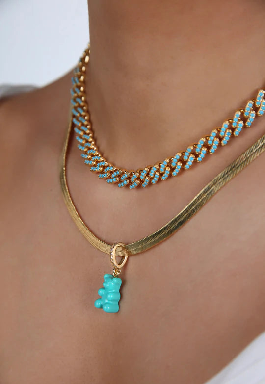 Nostalgia Bear w/Pave Connector – Mykonos Blue