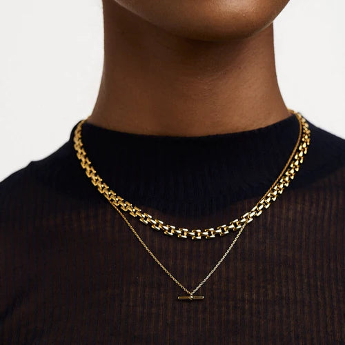 Slim Vintage Link Necklace Gold