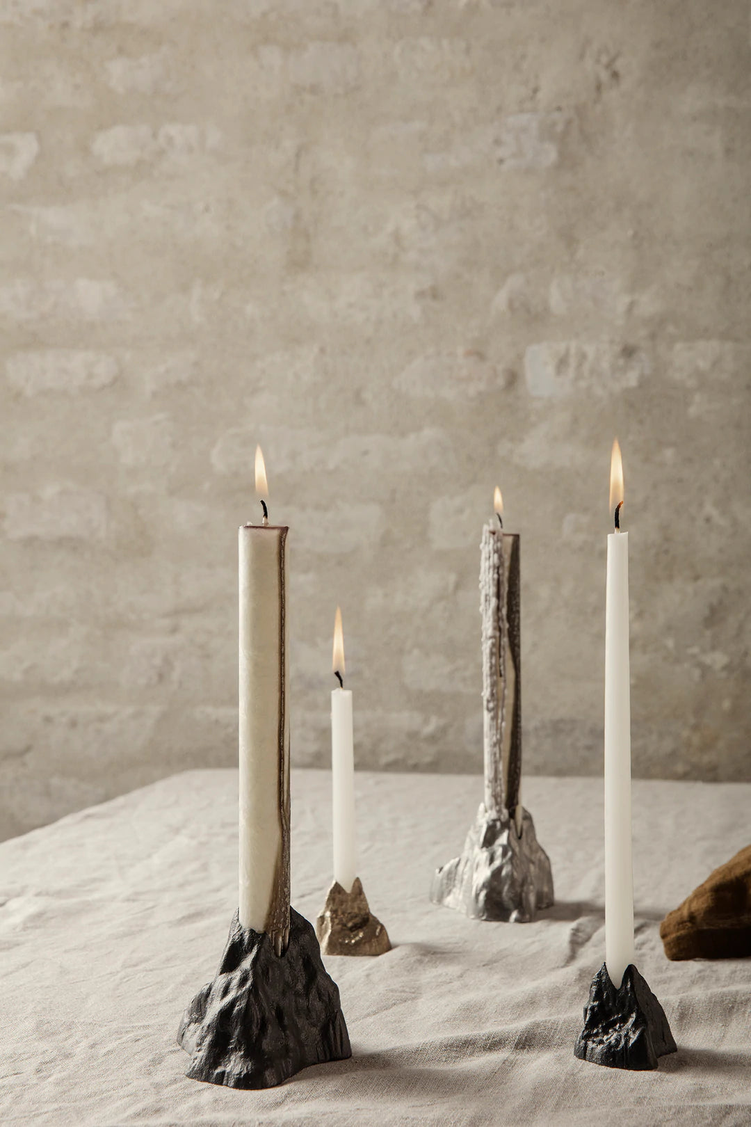 Stone Candle Holder Small Brass