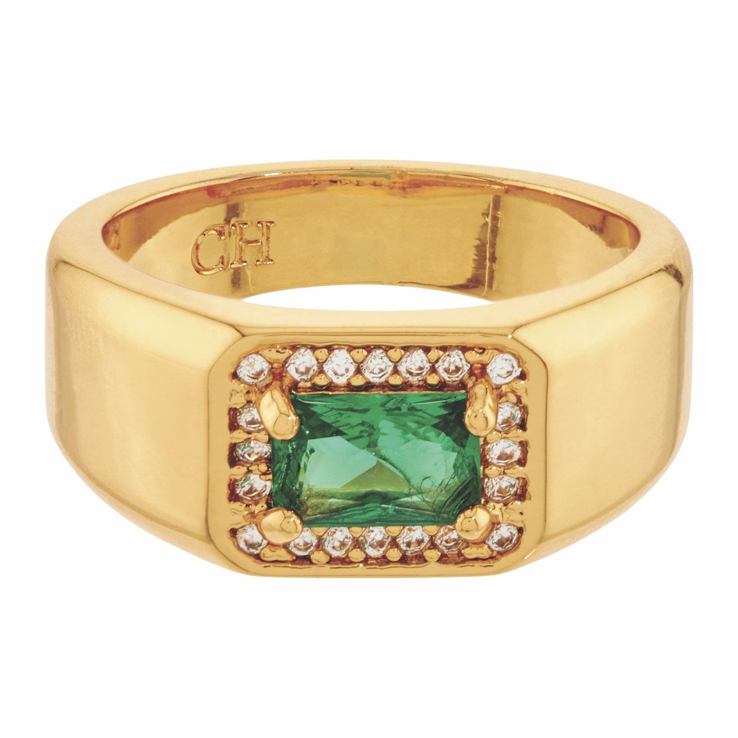 The Lady Boss Pinky Finger Ring Gold/Emerald