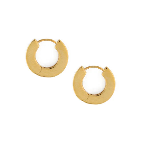 Flat Huggie Hoop Earrings Pale Gold