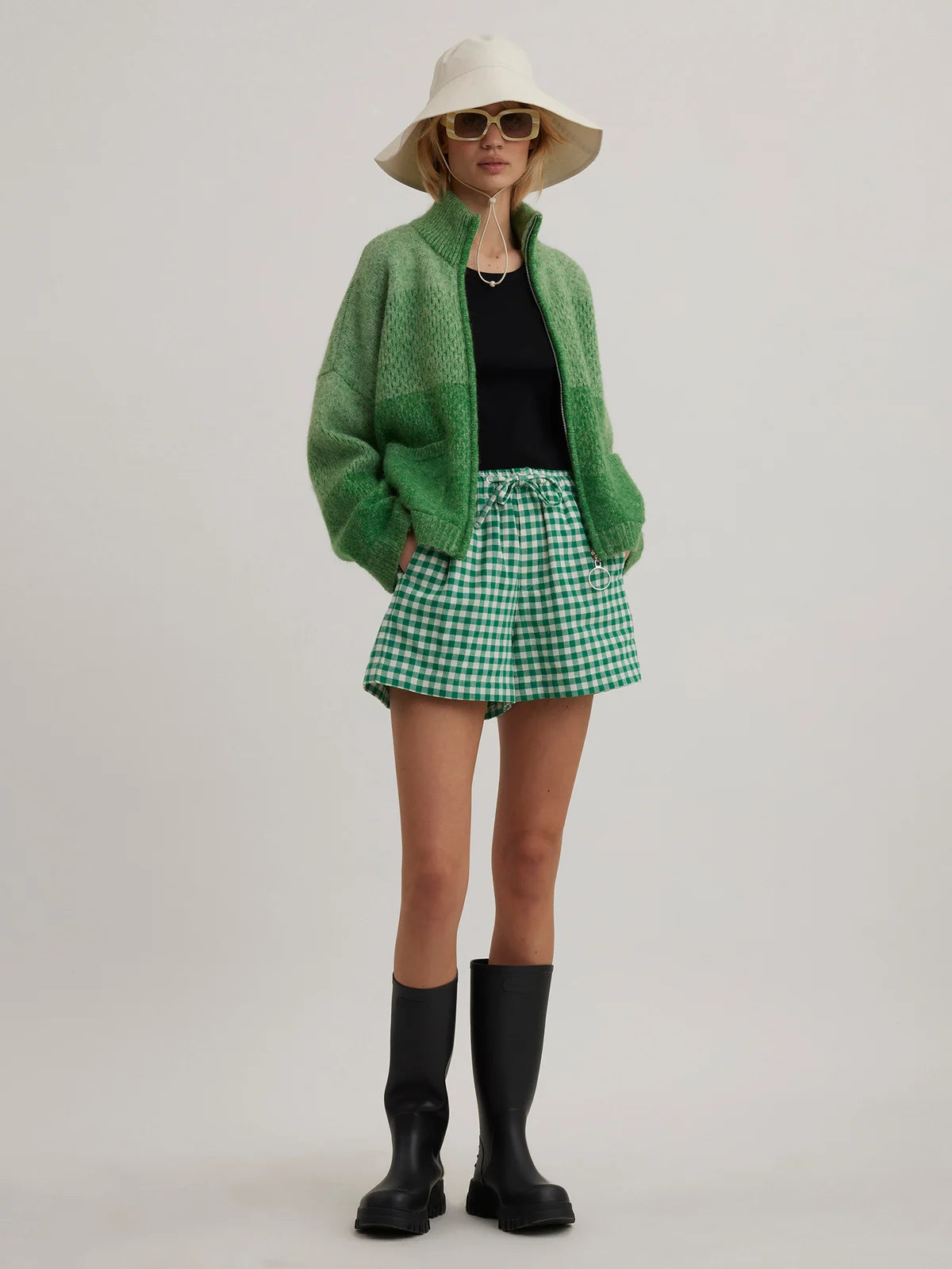 Musan Check Shorts Green Check