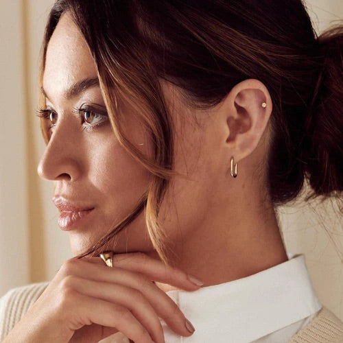 Chunky Oval Hoop Earrings Gold