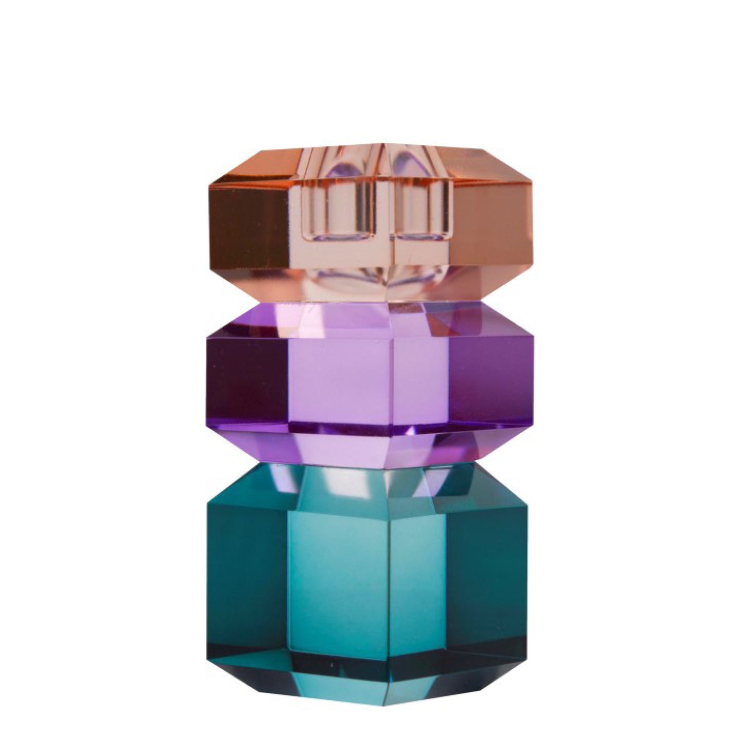 Crystal Candleholder Peach/Violet/Petrol M