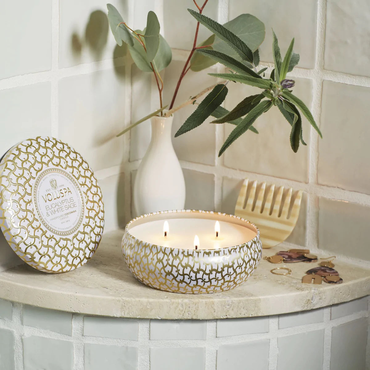 3-Wick Tin Candle – Eucalyptus & White Sage 340g
