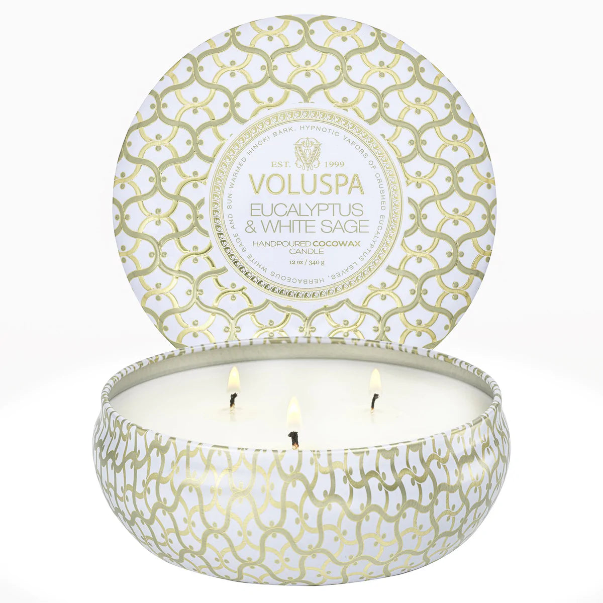 3-Wick Tin Candle – Eucalyptus & White Sage 340g