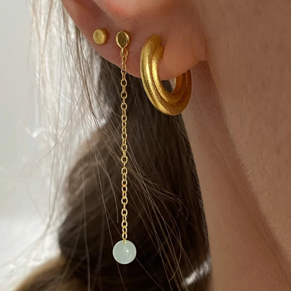 Natural Stone Chain 1 Pcs Gold Plated Light Green