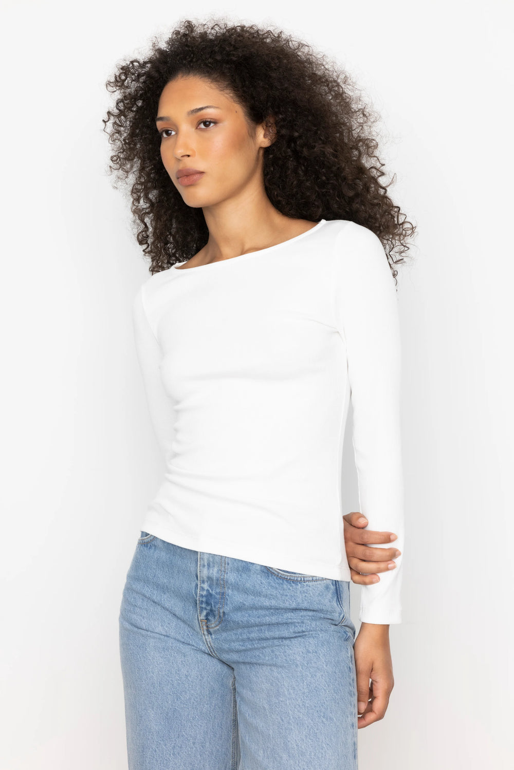 Petronella Rib Boatneck Off-white