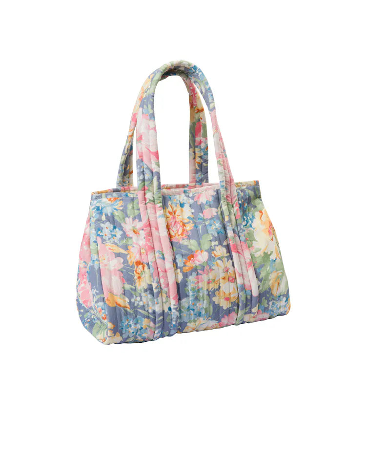 Tote Bag Linen Blue Floral