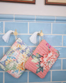 byTiMo Zipper Pouch Velvet Blue Florals - hvittrad.no