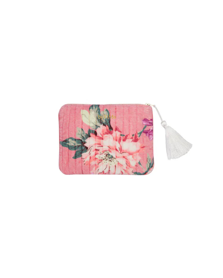 Zipper Pouch Velvet Pink Posy