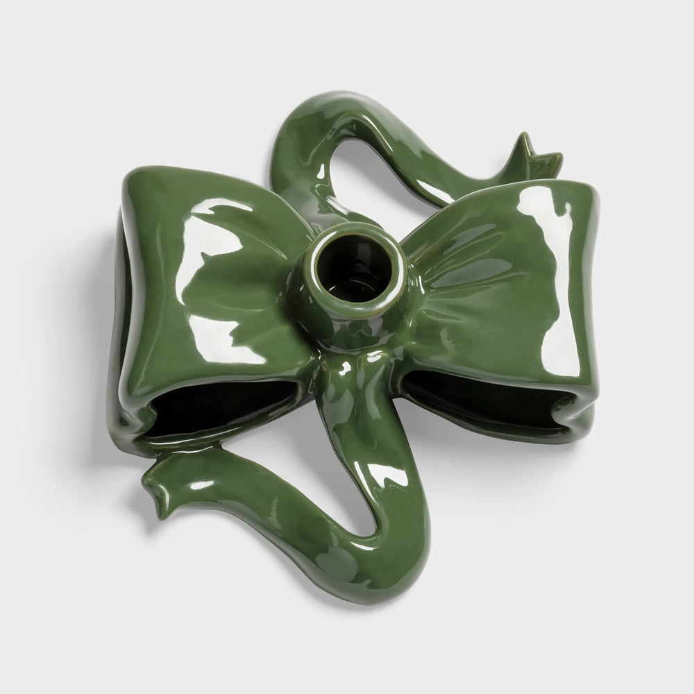 Candle Holder Ribbon Green