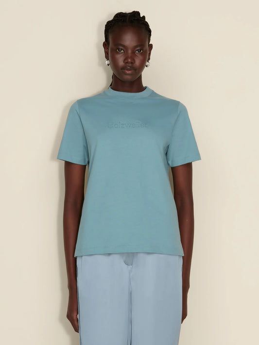 Holzweiler Penny Emboss Tee Teal - hvittrad.no