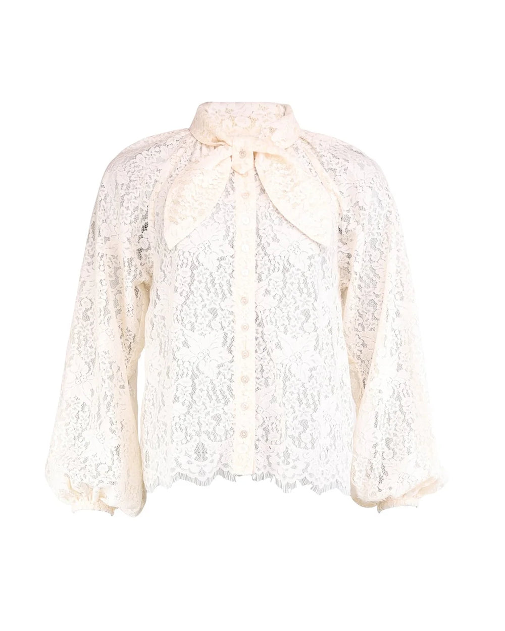 Lace Bow Blouse Vintage White