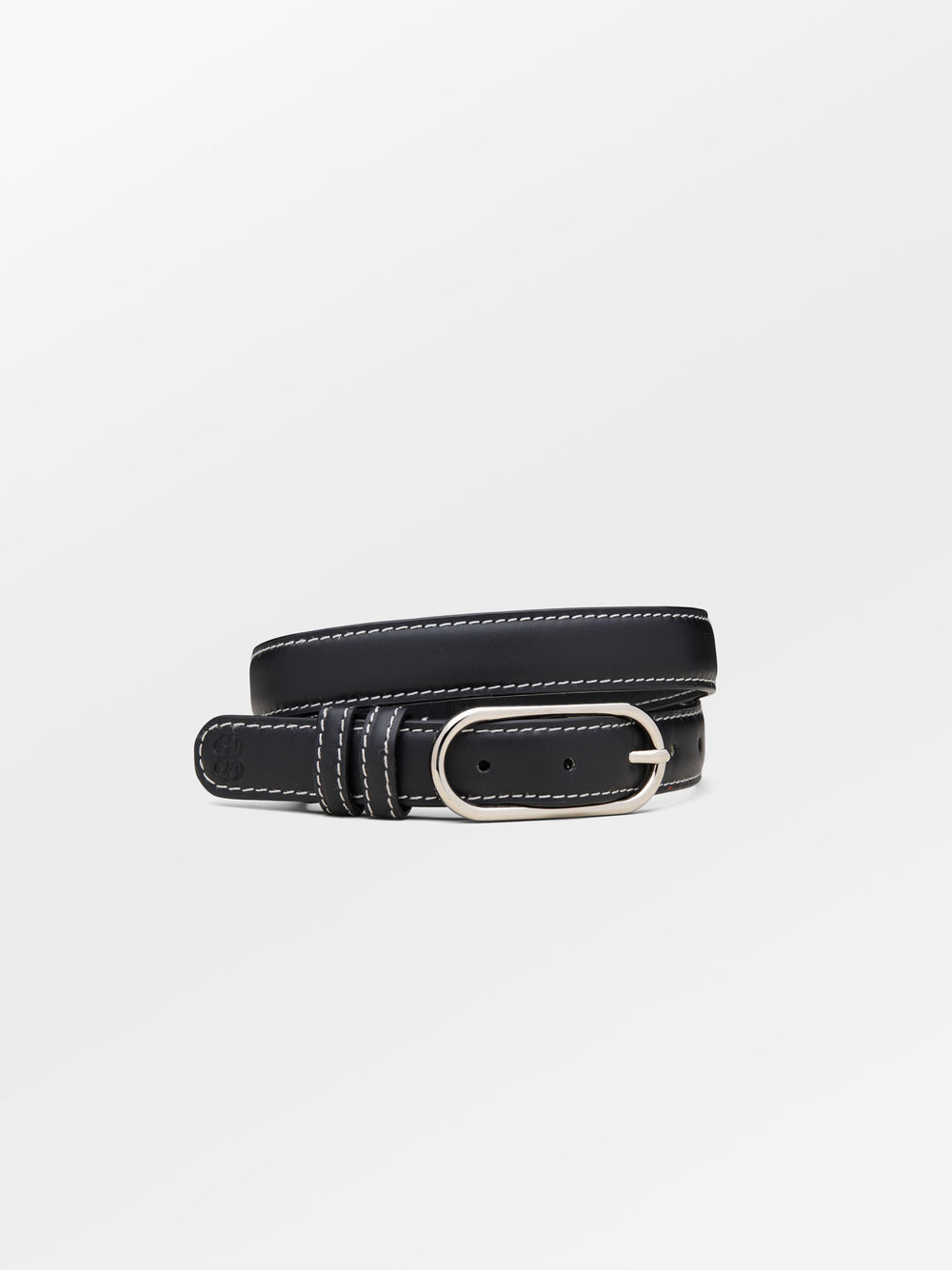 Nola Slim Leather Belt Black