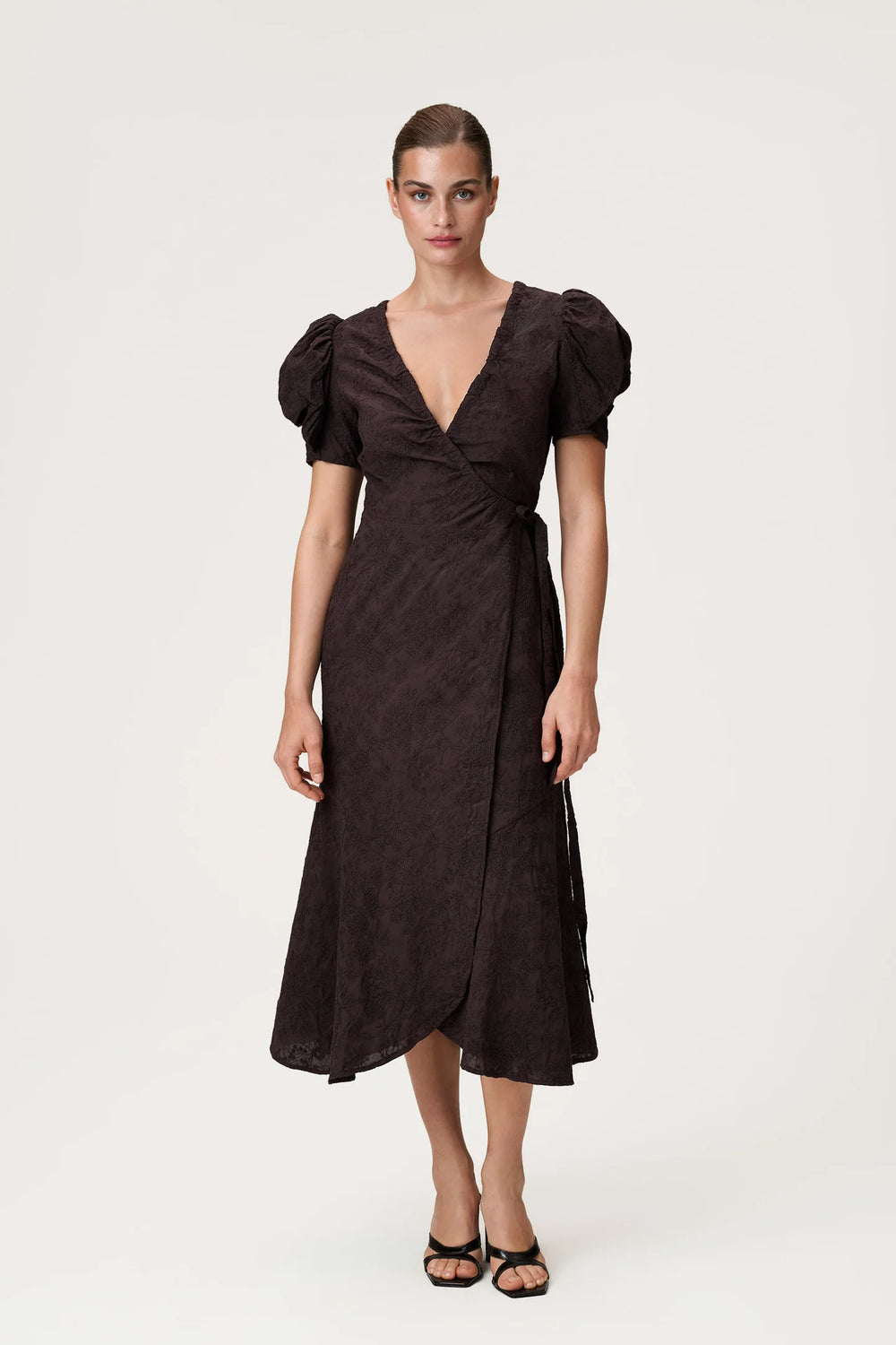Ferrone Midi Dress Espresso Embroidery
