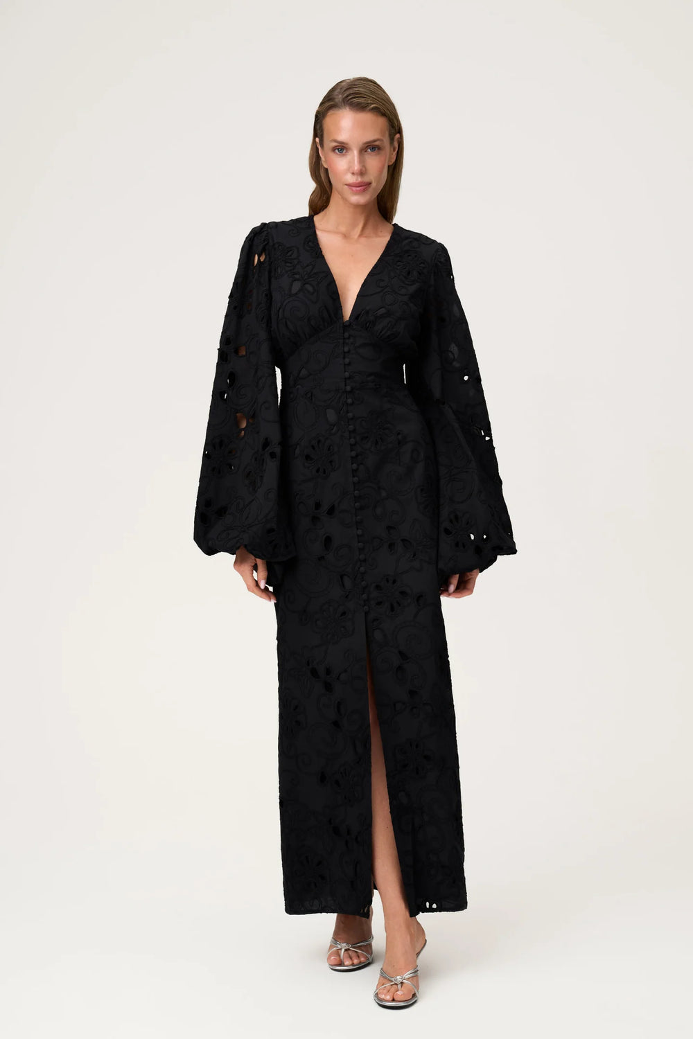 Positano Dress Black Embroidery